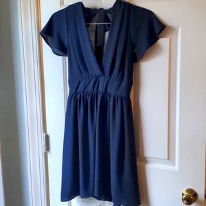 Flutter sleeve open back dress